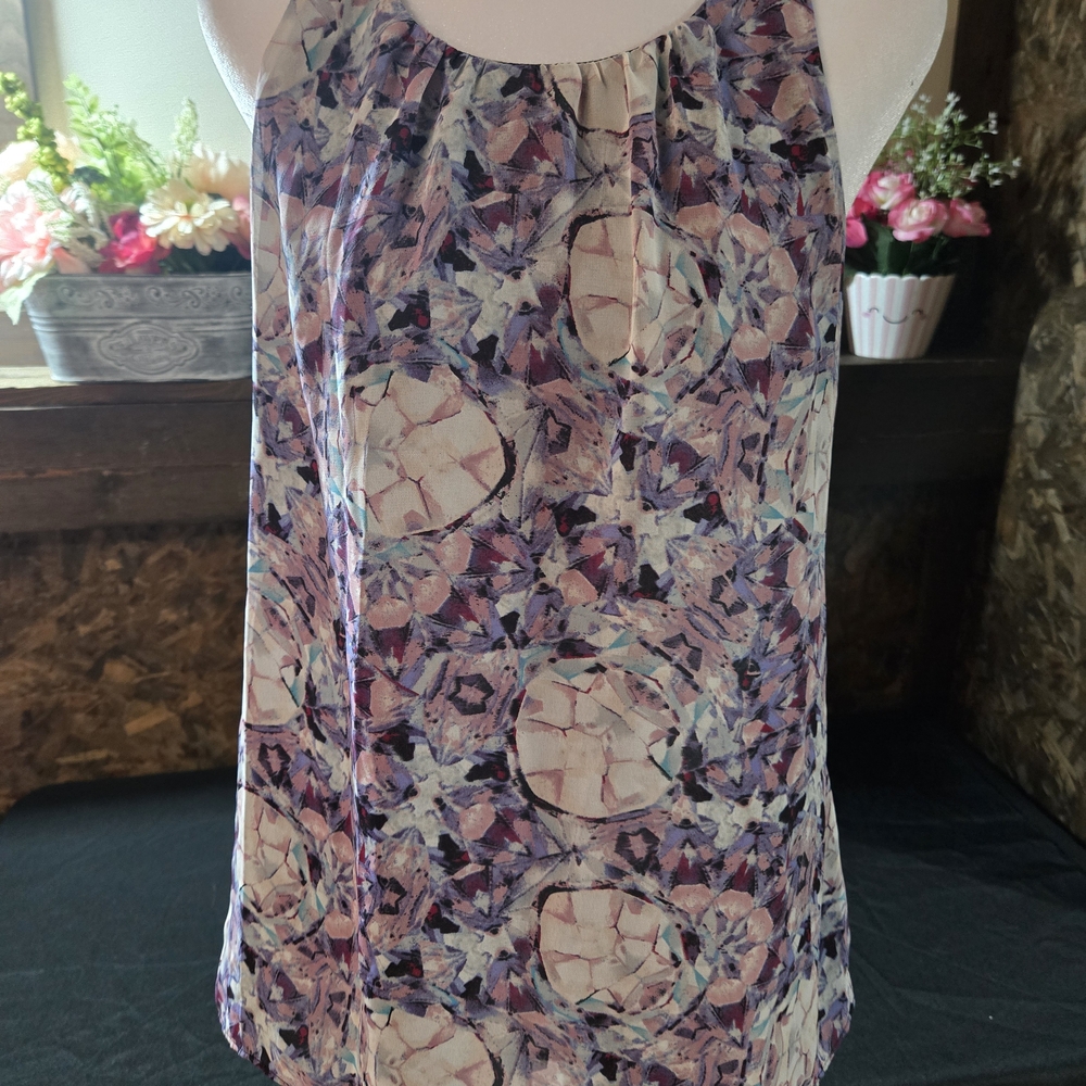 Studio Y Abstract Floral Women's Blouse - Purple and Cream